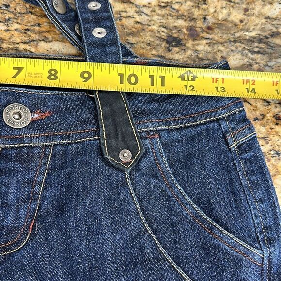 Bongo Dark Wash Cotton Blend Denim Suspender Capris Size 8F - Picture 10 of 13